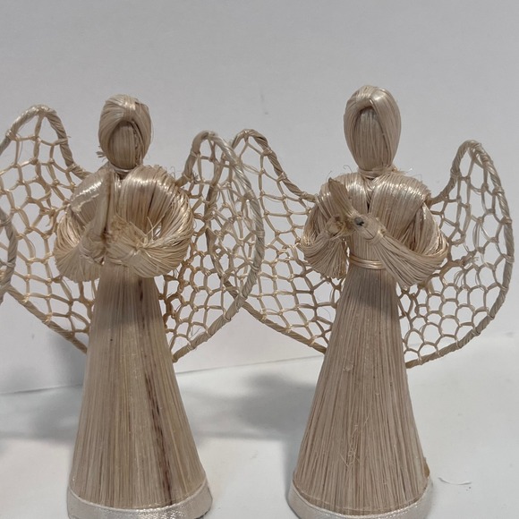 4 Handmade Philippines Straw Angels Figures Holiday Christmas Decorations - Picture 3 of 6